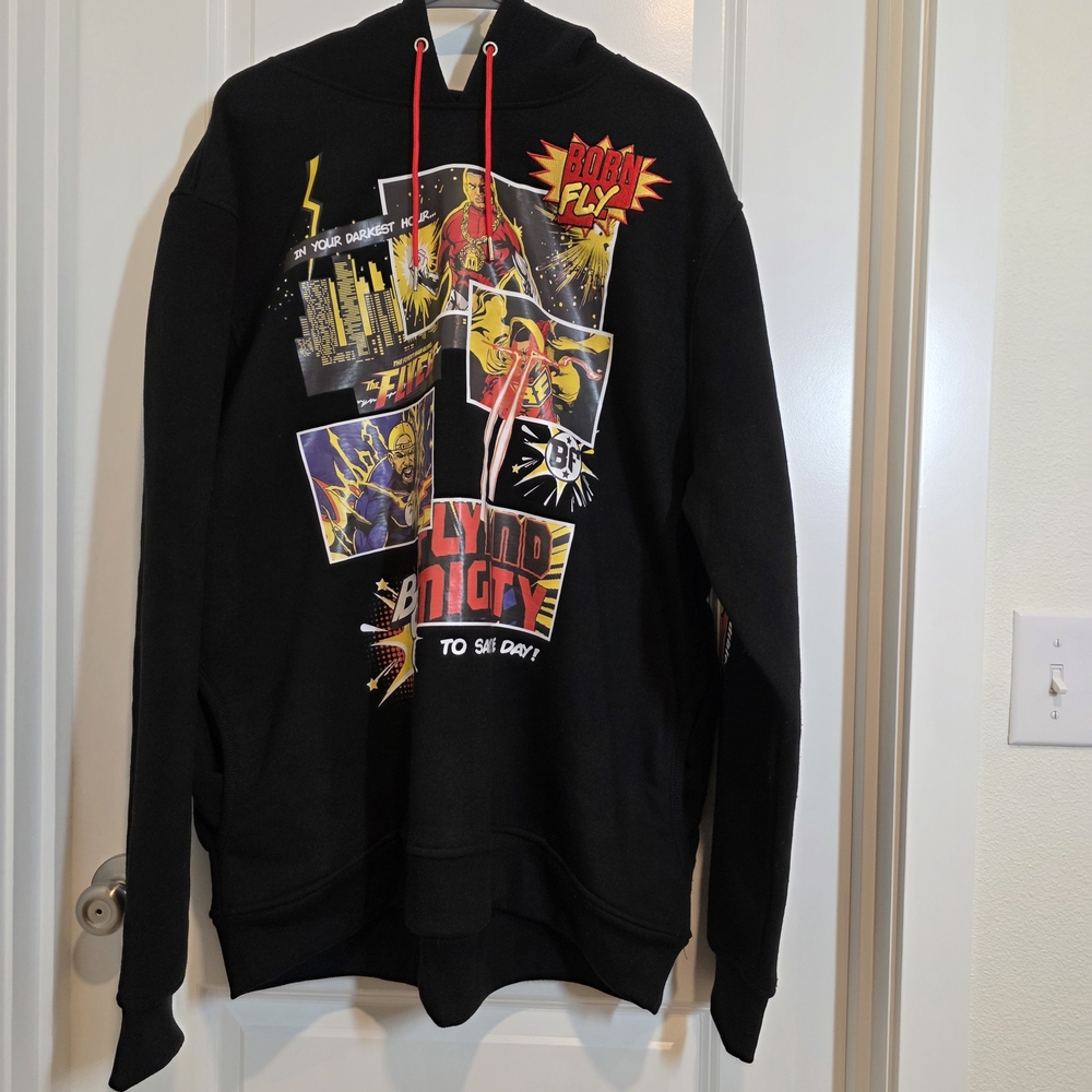 Born Fly Comic Streetwear Hoodie Superfly Mens 3XL Graphic